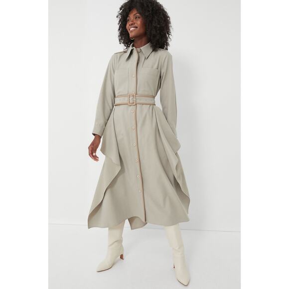 Tuckernuck Dresses & Skirts - Tuckernuck Large Stone Belted Anita Maxi Dress Faux Leather Trim Beige NWT